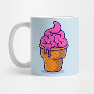 Cute Brain Ice Cream Cartoon Mug